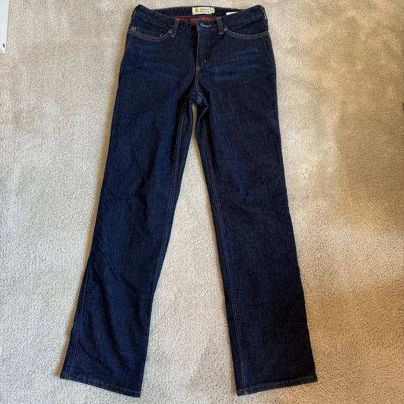 Carhartt Women’s Original Fit Flannel Lined Jeans Size 8 Straight Leg Dark Wash - Picture 2 of 11